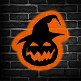 Cuadro Retroiluminado Led Calabaza Halloween Bruja