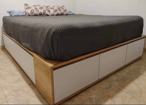 Cama Box Sommier Cajonera Baulera Combinada Paraíso Laqueado