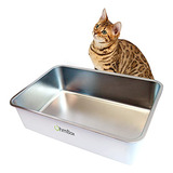 Caja Arena Gatos Acero Inoxidable Extra Grande Ohm Earths