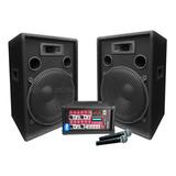 Combo Consola Potenciada Bluetooth + 2 Bafles 15'' + 2 Mic