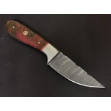 Cuchillo Artesanal Acero De Damasco Mas Funda De Cuero