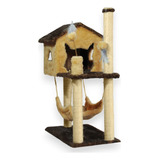 Arranhador Casa Rede Gatos Pet Playground Torre Gato Sisal Cor Bege