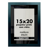 Moldura Paspatur Quadro 15x20 Preto Vidro Retrato Quarto