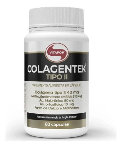  Colagentek Tipo 2 Colágeno + Ácido Hialurônico 60 Vitafor
