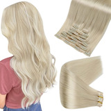 Extensiones De Cabello Natural 22in Rubia Platino 120gr