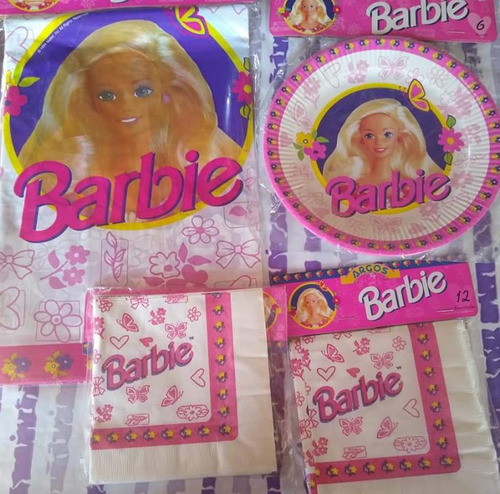 Mantel Barbie Cotillón Kit Vintage Servilleta Plato 