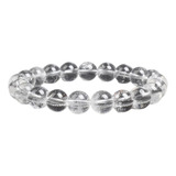 Pulseira Pedra Natural Cristal Quartzo Transparente 8mm Comprimento 20 Cm Cor Branco Diâmetro 8  