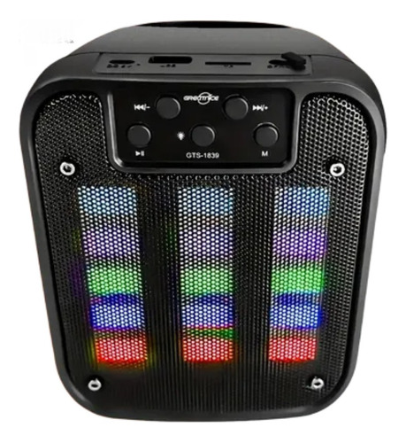 Parlante Portatil Bluetooth Con Luces Led Tf Sd Radio Negro