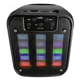 Parlante Portatil Bluetooth Con Luces Led Tf Sd Radio Negro