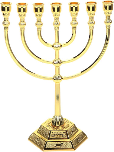 Portavelas De 7 Ramas Menorá Hanukkah Candelabro Jerusalén C