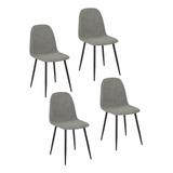 Juego De 4 Sillas De Comedor Escandinavo, Gris Color De La Estructura De La Silla Negro