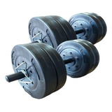 Mancuernas + 20 Kg En Discos Local Lisos Encastrables Gym Color Local: 2 Discos 5 Kg + 4 Discos 2.5 Kg