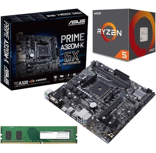 Combo Board Asus A320m Procesador Ryzen 5 3600x Ddr4 8gb Pc