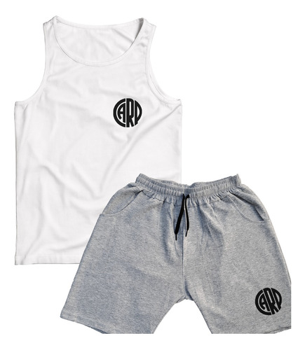 Conjunto Futbol Afa Musculosa Short Algodon Blanco Gris