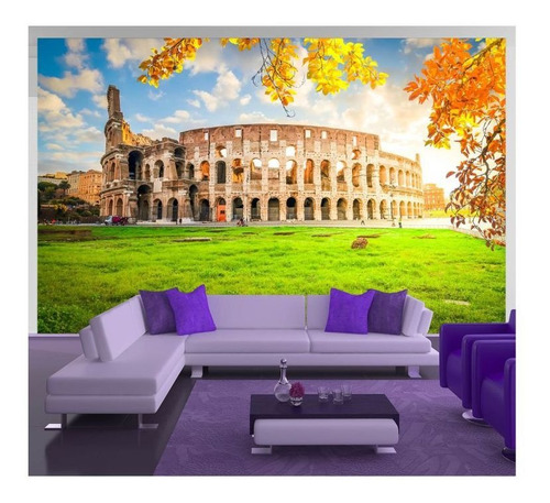 Adesivo De Parede Roma Coliseu Itália Outono 3d 8m² Ntr145