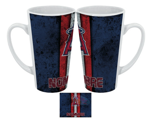 Taza Blanca Cónica 17oz Mlb Los Angeles Angels Grunge Person