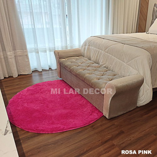 Tapete Peludo 0,80x0,80 Redondo Sala Quarto Rapido Cor Rosa Pink