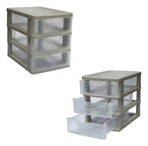 Set X 2 Cajonera Plástica 3 Estantes Organizador Escritorio