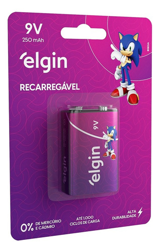 Bateria Elgin Recarregável 9v  /  250mah  /  Frete Barato