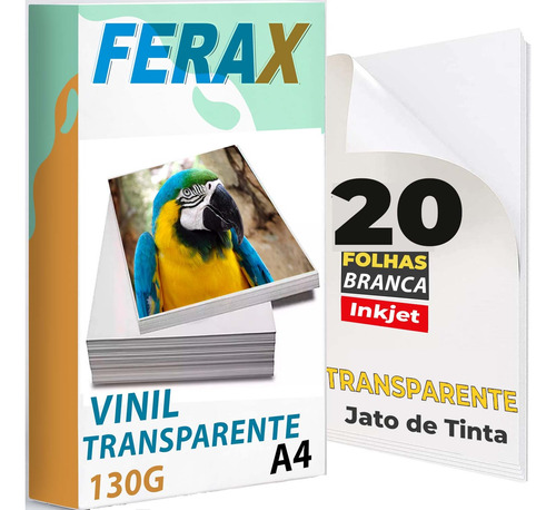 Adesivo Vinil Transparente 100 % Jato Tinta A4 - 20 Folhas