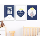 3 Placas Decoração Infantil Quarto Bebe Nuvem Chuva De Amor