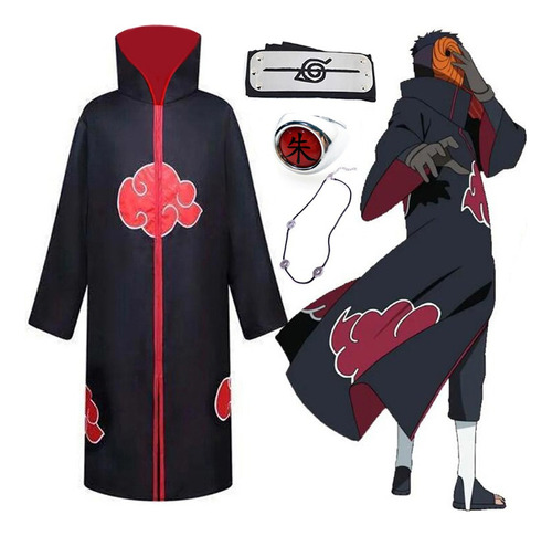 Disfraz Naruto Akatsuki Capa Nube Roja Con Diadema