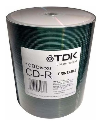 Cd-r Tdk Imprimible 700mb X 100 Se Hace Factura A Env.gratis
