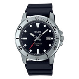 Reloj Casio Mtp-vd01-1e Color De La Malla Negra Color Del Bisel Plateado Color Del Fondo Negro