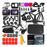 Husiway Kit De Accesorios Para Gopro Hero 11 10 9 Negro Carcasa Impermeable Funda De Silicona Protector De Visualización De Vidrio Compatible Con Gopro11 Gopro10 Gopro9 Hero10 Hero11 Hero9 Cámara De