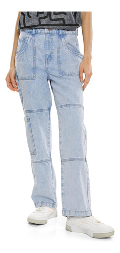 Jeans Straight Cargo C&a De Mujer