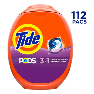 Detergente para ropa en cápsulas Tide Pods Spring Meadow, para ropa blanca y de color, aroma fresco con notas florales, 112 cápsulas | Envío gratis