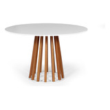 Mesa Jantar Redonda 6 Lugares 120cm Mdf Madeira Gabi Branca