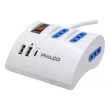 Alargador Con Protector De Sobrevoltaje Philco 1.5m 2 Usb 1 