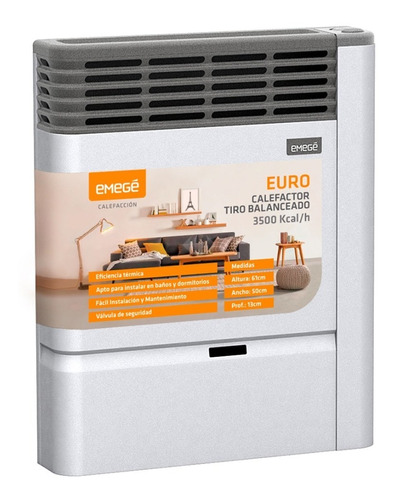 Calefactor Tirobalanceado Emege 3500 C Multigas 2135 Color Gris
