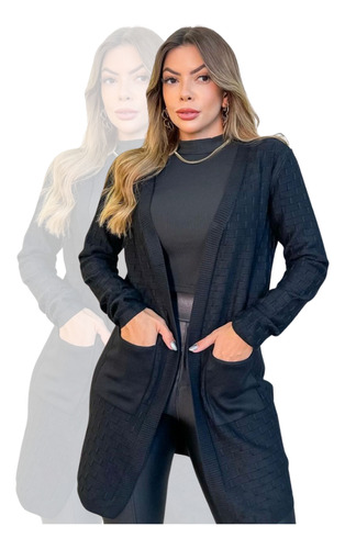 Cardigan Grande Grosso Blusa Agasalho Tendência Top Da Moda