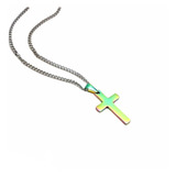 Collar Cruz Católica Arcoiris Acero Quirúrgico Hombre