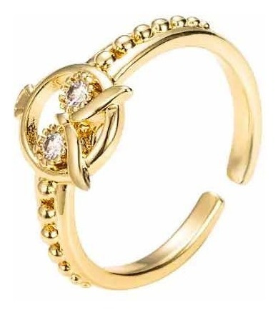 Anillo De Oro 18k Lam + Regalo Búho Ajustable Cristal Dama