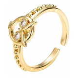 Anillo De Oro 18k Lam + Regalo Búho Ajustable Cristal Dama