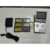 Game Boy Advance Sp Plateado Una Luz Y 6 Juegos Originales