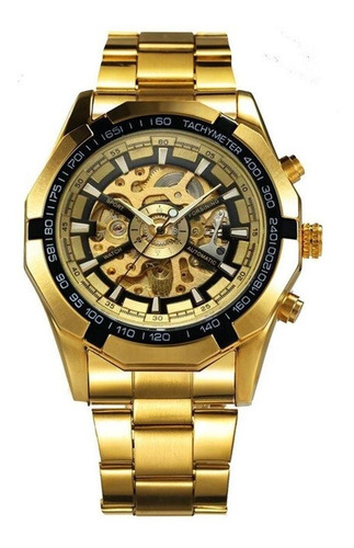 Relógio Masculino Forsining 188 Automatico Fashion Original Cor Da Correia Dourado Cor Do Bisel Dourado Cor Do Fundo Dourado