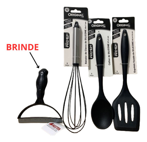 Kit De Silicone Para Cozinha Colher Espátula E Batedor 