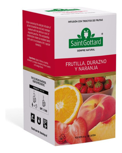 Infusión Saint Gottard Frutilla Durazno Y Naranja X 20 Saq
