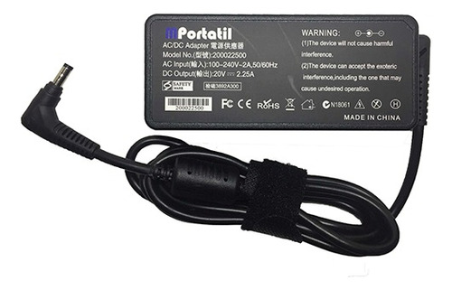 Cargador Lenovo 20v 2,25a 4.0x1.7m 45w / Mportatil