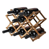 Organizador Plegable De Madera Para 10 Botellas Botellero