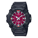 Reloj Casio Hombre Mw-610h-4a Bateria 10 Años Sumergible Color De La Malla Negro Color Del Bisel Negro Color Del Fondo Rojo
