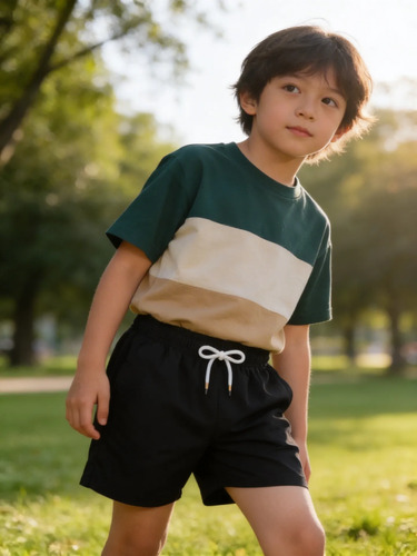 Pack Set 3 Shorts Bermuda Básico Verde, Negro Y Beige Niño
