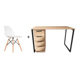 Kit 1 Cadeira Eames E Mesa Design Wood Resistente E Armário