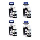 4x Tinta Original Epson T504 L6161 L4160 L6191 L6171 Preta 