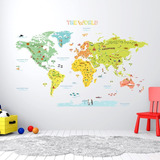 Decowall Dlt1616n Colorido Mapa Del Mundo Pegatinas De Pared