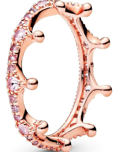 Anillo Corona Encantada Rosa Inclui Kit De Presente